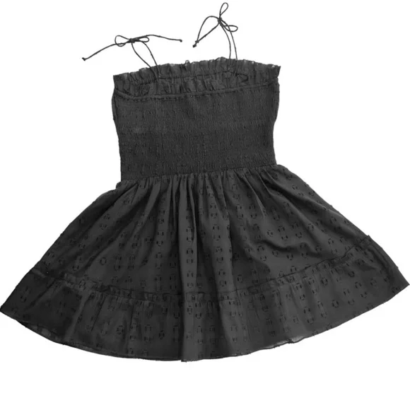 Anthropologie Cleobella tie shoulder adjustable black mini sundress short large - Picture 5 of 13